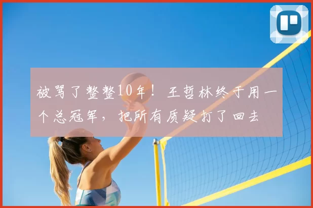 被骂了整整10年!王哲林终于用一个总冠军,把所有质疑打了回去